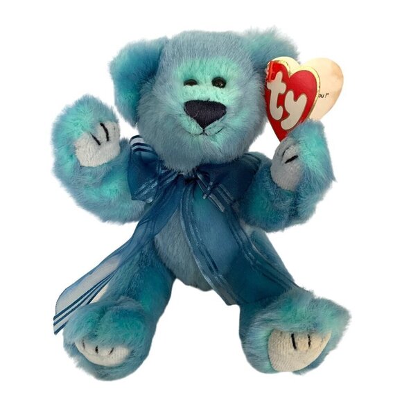 TY Beanie Babies Azure The Blue Bear Attic Treasures Collection 1993 With Tag - Picture 8 of 8